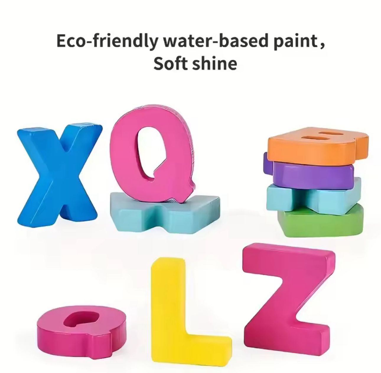 Wooden Alphabet Puzzle Board, Educational Learning Toy, A-Z Capital Letters, Rainbow Colours