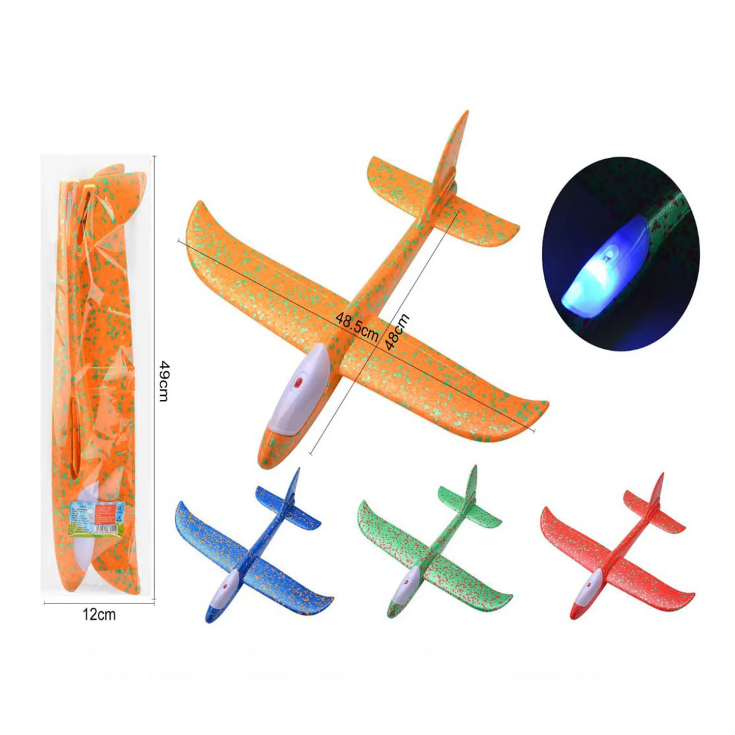 LED Light-Up Foam Glider Airplane Toys, Flying Plane for Kids