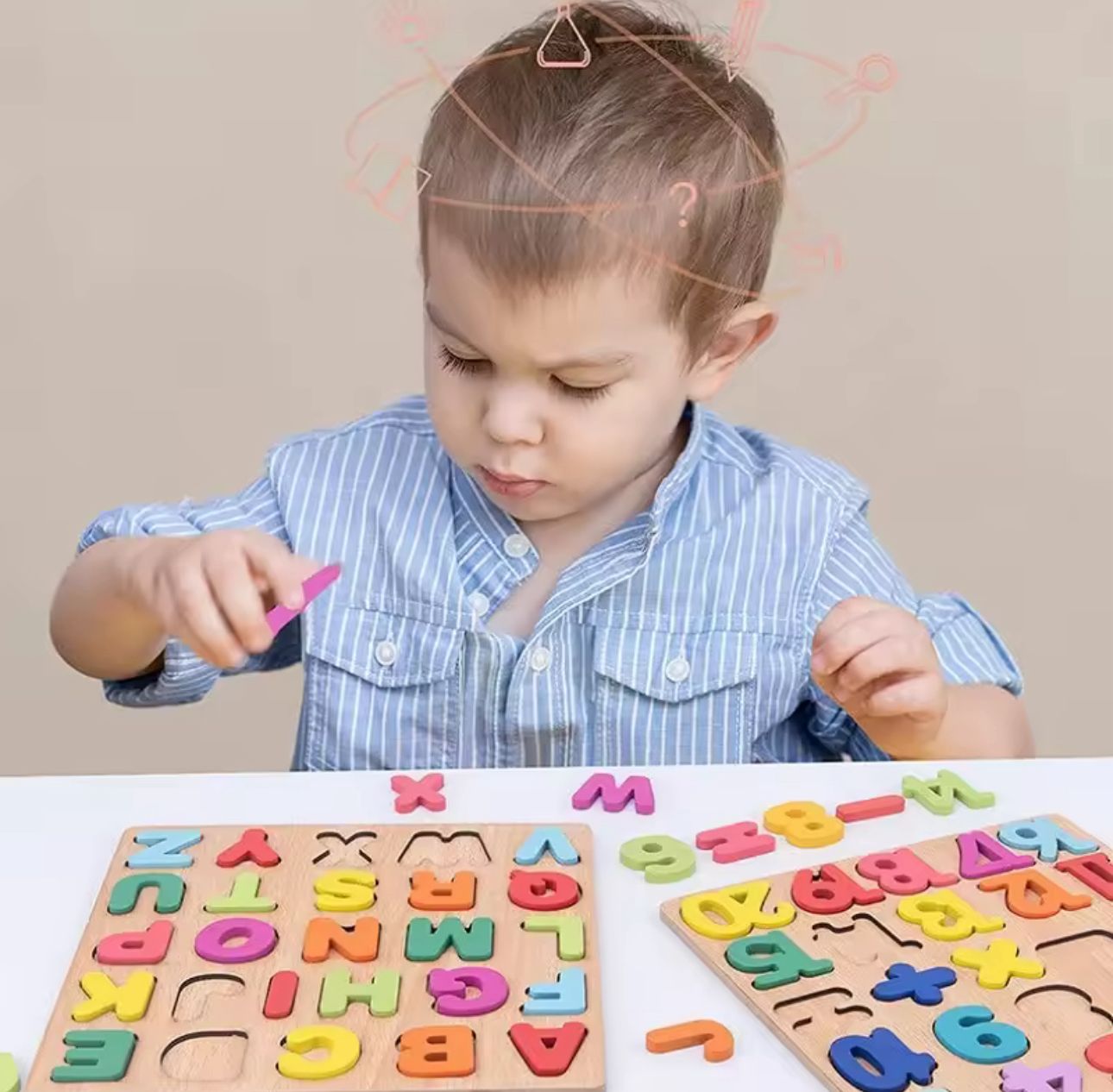 Wooden Alphabet and Number Puzzle Board – Montessori Learning Toy for Toddlers and Kids, Early Educational Game for Children (Numbers)