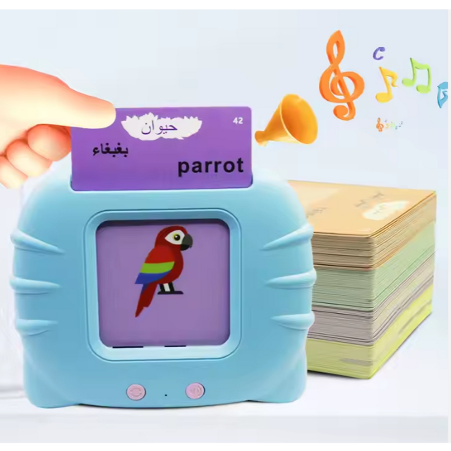 Arabic English Learning Cards with Electronic Speaker, Educational Flash Cards for Ages 2-6, Bilingual Teaching Device