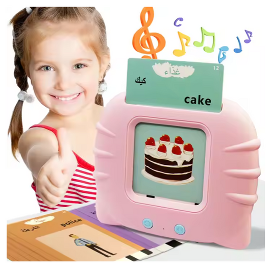 Arabic English Learning Cards with Electronic Speaker, Educational Flash Cards for Ages 2-6, Bilingual Teaching Device
