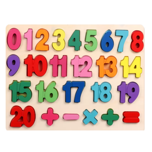 Wooden Alphabet and Number Puzzle Board – Montessori Learning Toy for Toddlers and Kids, Early Educational Game for Children (Numbers)